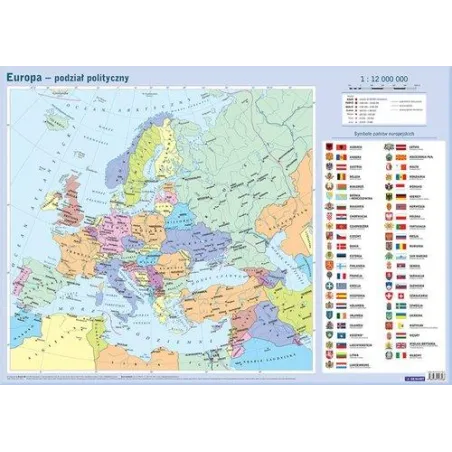 Europa Mapa Polityczna I Fizyczna Dwustronna Plansza Edukacyjna Na Ścianę I Biurko