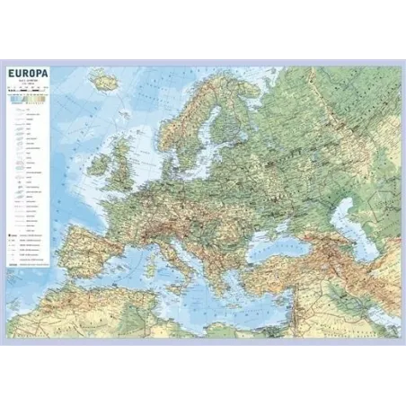 Europa Mapa Polityczna I Fizyczna Dwustronna Plansza Edukacyjna Na Ścianę I Biurko