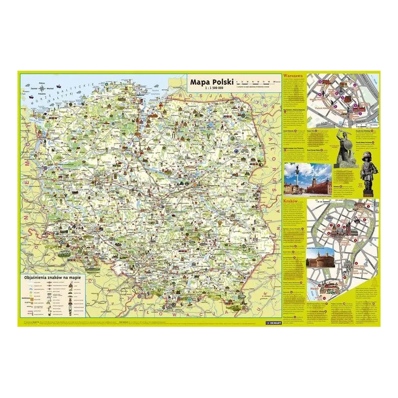MAPA POLSKI JUNIOR DLA DZIECI. PLANSZA EDUKACYJNA NA ŚCIANĘ I BIURKO - Demart