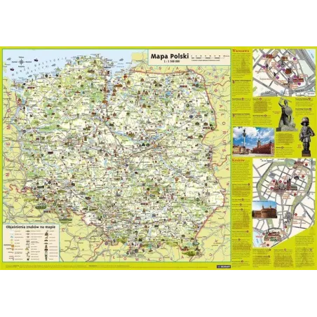 Mapa Polski Junior Dla Dzieci. Plansza Edukacyjna Na Ścianę I Biurko