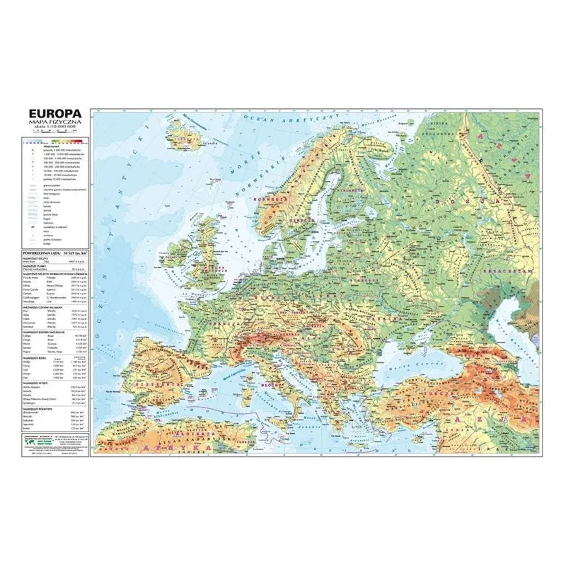MAPA ŚCIENNA EUROPA FIZYCZNA 1 : 10 000 000 - Demart