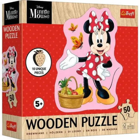 Puzzle Drewniane Wesoła Minnie 50 Elementów 10 Figurek Trefl 5+