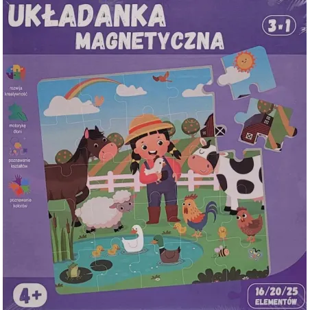 UKŁADANKA MAGNETYCZNA FARMA 3W1 4+