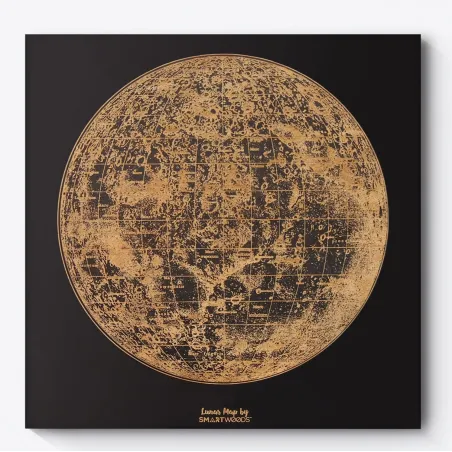 Obraz Lunar Mapa Dekoracja Ścienna Drewniana Smartwood 60 X 60 Cm