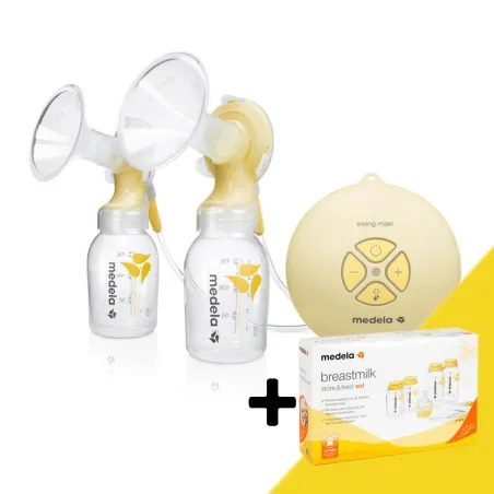 LAKTATOR ELEKTRONICZNY PODWÓJNY MEDELA SWING MAXI + ZESTAW STARTOWY DO KARMIENIA PIERSIĄ EDYCJA LIMITOWANA - Medela
