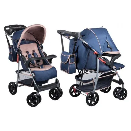 WÓZEK SPACEROWY SPACERÓWKA LIONELO EMMA PLUS NAVY BLUE/BEIGE 0+