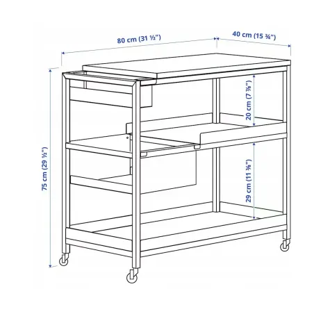 Szafka Na Kółkach Ikea Trotten Biała 80X40X75 Cm