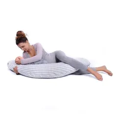 PODUSZKA DO KARMIENIA I SPANIA BOOMERANG SZARE ROMBY 200 X 39 CM LULANDO