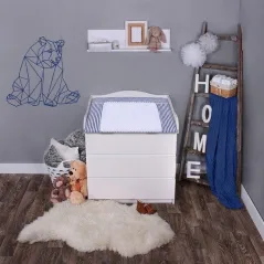 Mata Na Przewijak + 2 Zdejmowane Nieprzemakalne Pokrycia Z Miękkiej Frotty 75 X 80 Cm Paski Granatowe Lulando