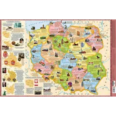 MAPA POLSKI - REGIONY. PODKŁADKA NA BIURKO
