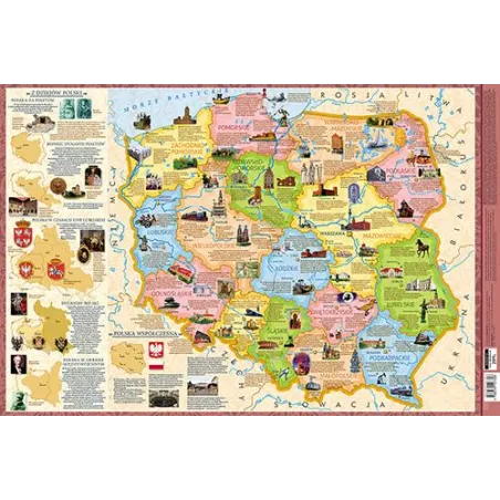MAPA POLSKI - REGIONY. PODKŁADKA NA BIURKO