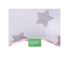 PODUSZKA DO WÓZKA MINKY 40 X 30 CM RÓŻOWA SZARE GWIAZDKI NA BIAŁYM TLE LULANDO
