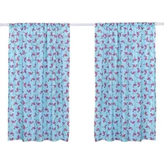 FLAMINGI ZASŁONY DO POKOJU DZIECIĘCEGO + 2 SZARFY 155 X 120 CM FLAMINGI NIEBIESKIE LULANDO - Lulando