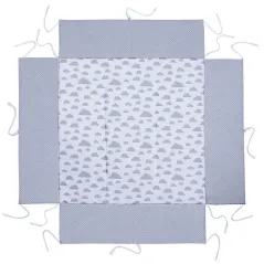 MATA DO KOJCA DWUSTRONNA 100 X 100 CM SZARY W GROSZKI BIAŁE BIAŁY W SZRE CHMURKI LULANDO