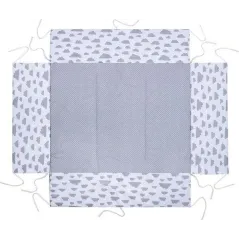 Mata Ochronna Do Łóżeczka Kojca Dwustronna 75 X 100 Cm Biały W Szare Chmurki Szary W Białe Groszki Lulando