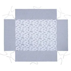 MATA OCHRONNA DO ŁÓŻECZKA KOJCA DWUSTRONNA 75 X 100 CM BIAŁY W SZARE CHMURKI SZARY W BIAŁE GROSZKI LULANDO