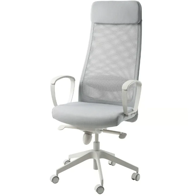 KRZESŁO BIUROWE ERGONOMICZNE IKEA MARKUS VISSLE JASNOSZARE Z ZAGŁÓWKIEM KRZESŁO BIUROWE ERGONOMICZNE IKEA MARKUS VISSLE JASNOSZARE Z ZAGŁÓWKIEM