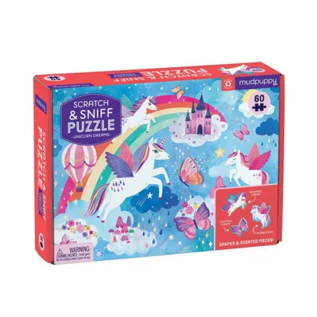 PUZZLE ZAPACHOWE MUDPUPPY SEN JEDNOROŻCA 60 ELEMENTÓW SENSORYCZNE 4+