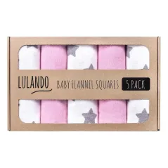 Pieluchy Flanelowe Bawełniane 5 Szt. 70 X 80 Cm Różowe Gwiazdki Lulando