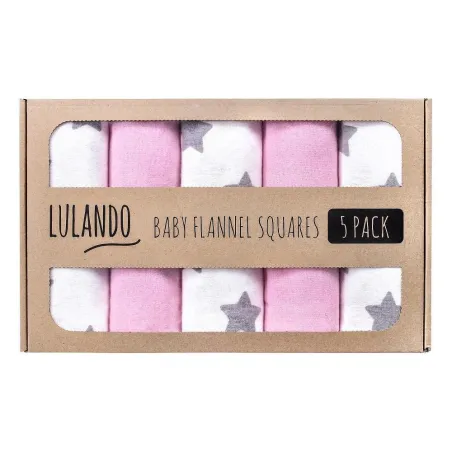 Pieluchy Flanelowe Bawełniane 5 Szt. 70 X 80 Cm Różowe Gwiazdki Lulando