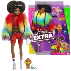 LALKA BARBIE EXTRA W TĘCZOWYM PŁASZCZU 3+