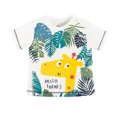 T-SHIRT CHŁOPIĘCY BIAŁY ŻYRAFA 80 CM COOL CLUB - Cool Club