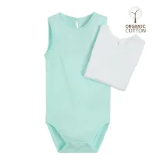 BODY DZIEWCZĘCE BEZ RĘKAWÓW BAWEŁNA ORGANICZNA 2 SZT. 56 CM COOL CLUB