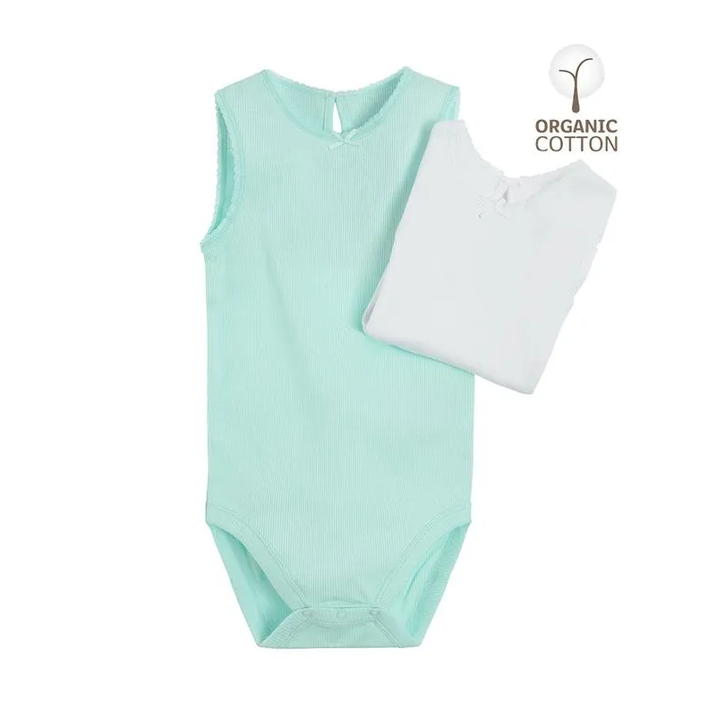 BODY DZIEWCZĘCE BEZ RĘKAWÓW BAWEŁNA ORGANICZNA 2 SZT. 56 CM COOL CLUB