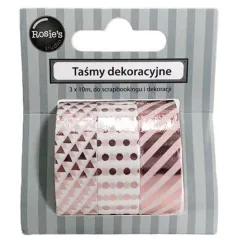 TAŚMA PAPIEROWA DO SCRAPBOOKINGU 3 SZT. ROSE GOLD