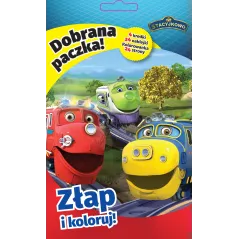 STACYJKOWO KOLOROWANKA DOBRANA PACZKA ZŁAP I KOLORUJ + KREDKI - Media Service Zawada