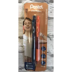 PIÓRO KULKOWE PENTEL NIEBIESKIE + POMARAŃCZOWY BL107 - Pentel