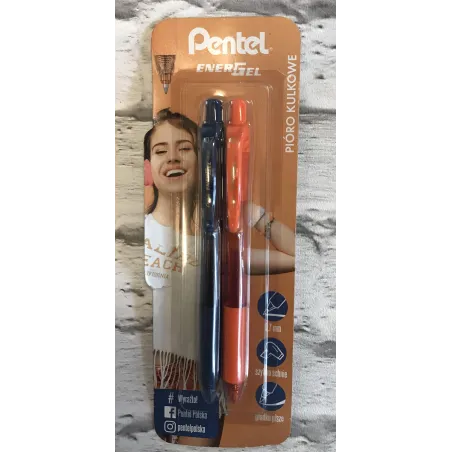 PIÓRO KULKOWE PENTEL NIEBIESKIE + POMARAŃCZOWY BL107 - Pentel