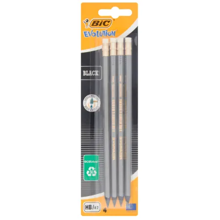 OŁÓWEK HB BEZDRZEWNY Z GUMKĄ 4 SZT. BIC EVOLUTION - BiC