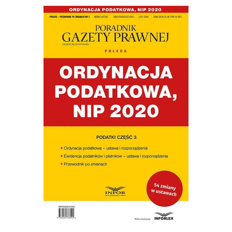 ORDYNACJA PODATKOWA NIP 2020 PODATKI - PRZEWODNIK PO ZMIANACH 3/2020 - Infor