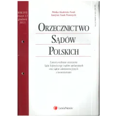 ORZECZNICTWO SĄDÓW POLSKICH ZESZYT 12 2013 - LexisNexis