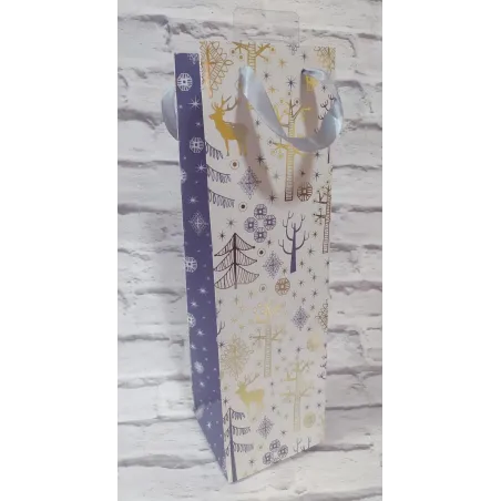 TORBA PREZENTOWA ŚWIĄTECZNA NA BUTELKĘ 38 X 11 X 10 CM - Panon