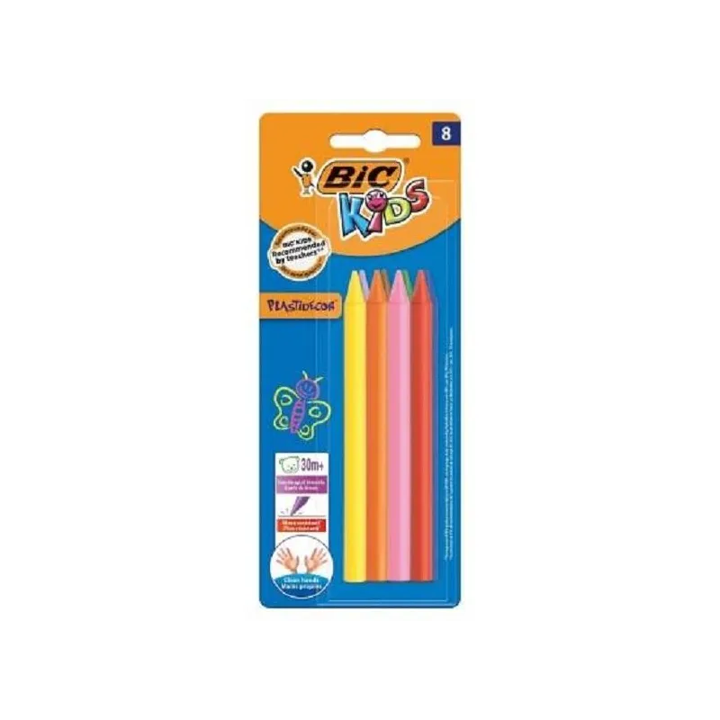 BIC KREDKI ŚWIECOWE KIDS PLASTIDECOR 8 KOLORÓW - BiC