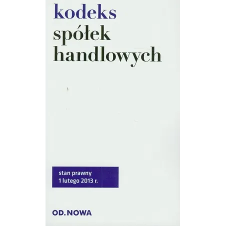 KODEKS SPÓŁEK HANDLOWYCH - od.nowa