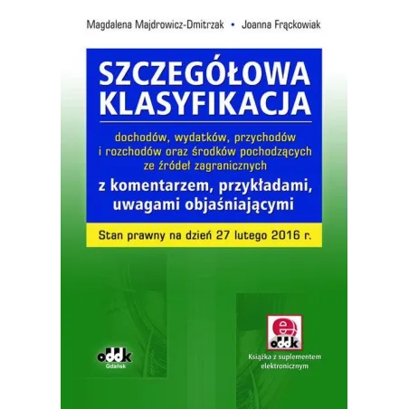 SZCZEGÓŁOWA KLASYFIKACJA DOCHODÓW WYDATKÓW PRZYCHODÓW I ROZCHODÓW ORAZ ŚRODKÓW POCHODZĄCYCH ZE ŹRÓDEŁ ZAGRANICZNY...