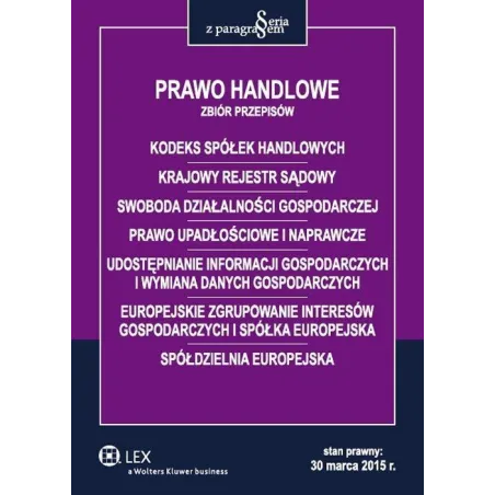 PRAWO HANDLOWE ZBIÓR PRZEPISÓW - Wolters Kluwer