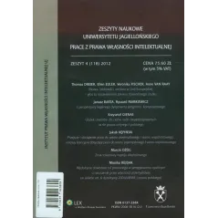 ZESZYTY NAUKOWE UNIWERSYTETU JAGIELLOŃSKIEGO PRACE Z PRAWA WŁASNOŚCI INTELEKUTALNEJ ZESZYT 4 - Wolters Kluwer
