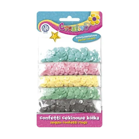 Confetti Cekinowe Kółka Na Blistrze 5 Kolorów Pastelowych 1000 Szt. Confetti Cekinowe Kółka Na Blistrze 5 Kolorów Pastelowych 1000 Szt.