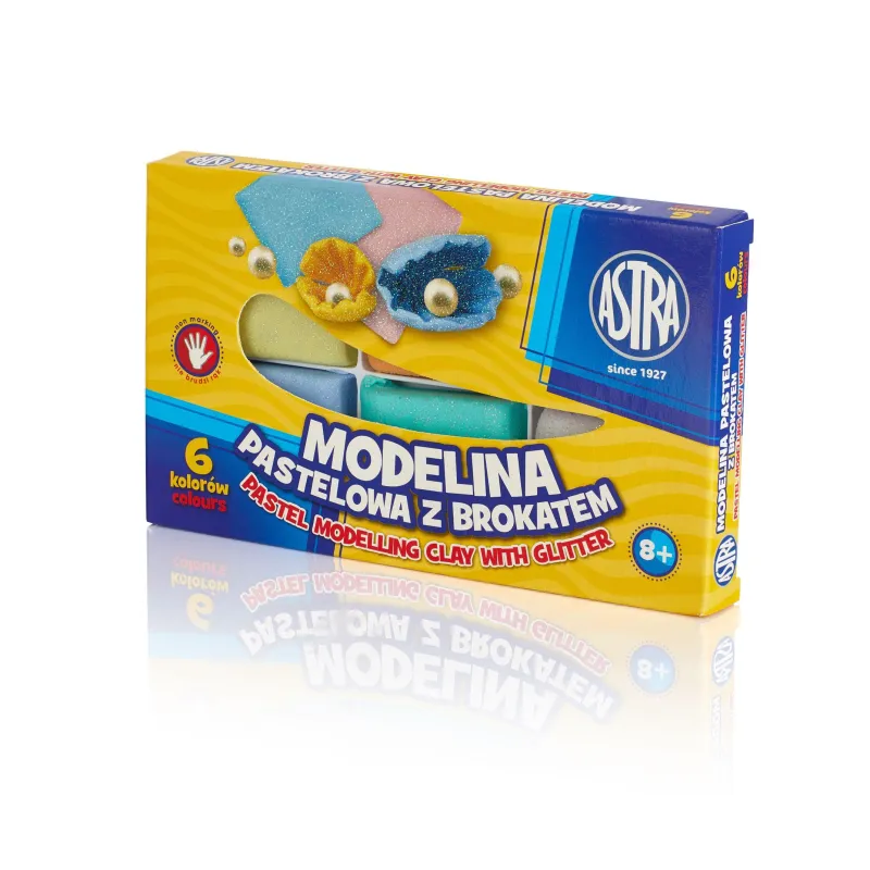 MODELINA ASTRA PASTELOWA Z BROKATEM 6 KOLORÓW 8+ - Astra