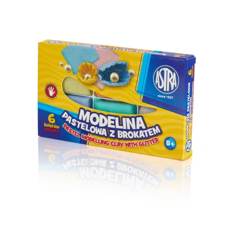 MODELINA ASTRA PASTELOWA Z BROKATEM 6 KOLORÓW 8+ - Astra