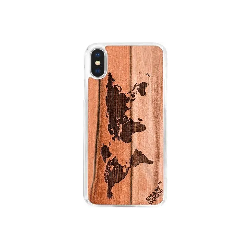 ETUI IPHONE X/XS MAPA ŚWIATA - Smartwoods