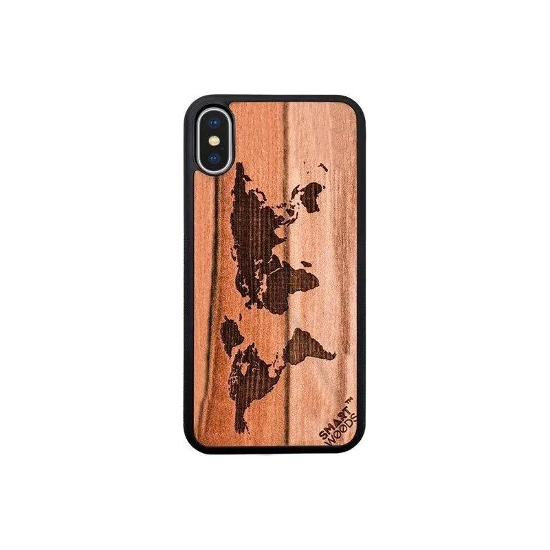 ETUI IPHONE X/XS MAPA ŚWIATA - Smartwoods