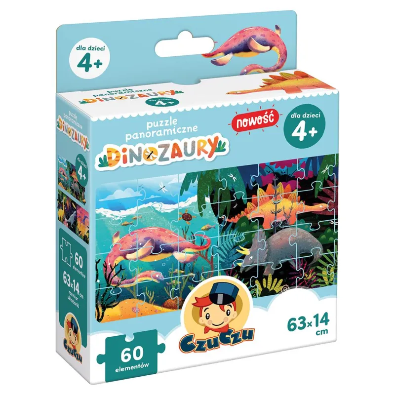 DINOZAURY PUZZLE PANORAMICZNE 60 ELEMENTÓW CZUCZU 4+ - Bright Junior Media