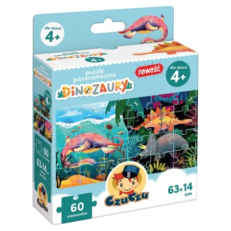 DINOZAURY PUZZLE PANORAMICZNE 60 ELEMENTÓW CZUCZU 4+ - Bright Junior Media