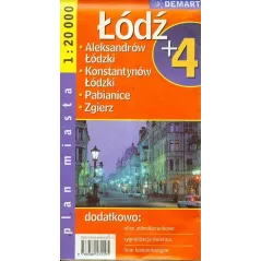ŁÓDŹ +4 PLAN MIASTA 1 : 20 000 - Demart