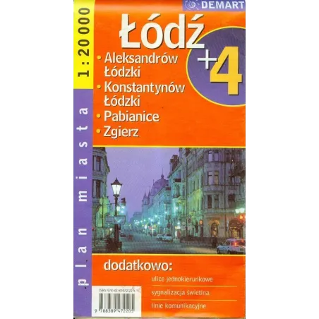 ŁÓDŹ +4 PLAN MIASTA 1 : 20 000 - Demart